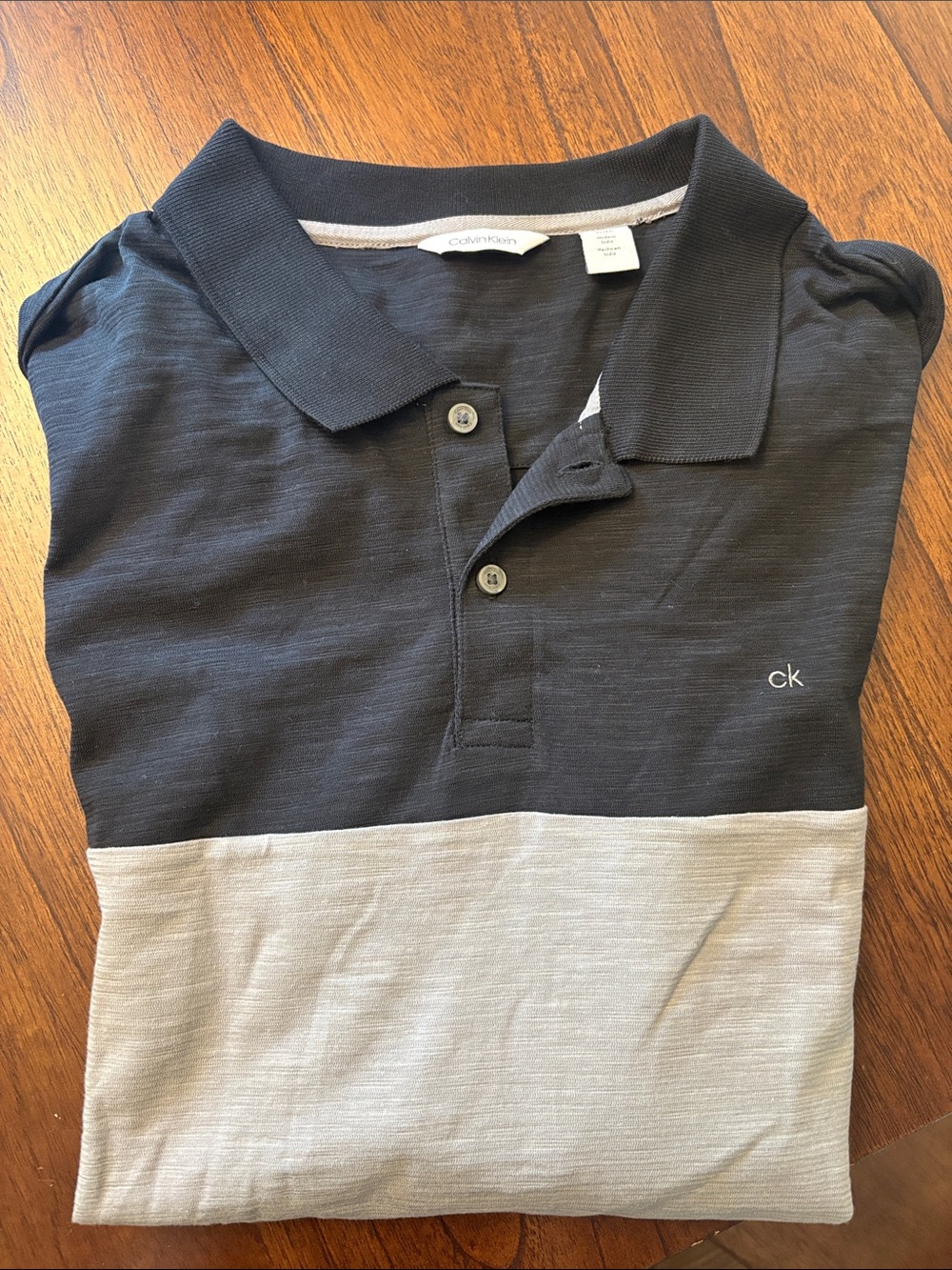 Calvin Klein Black and Light Gray Colorblock Polo